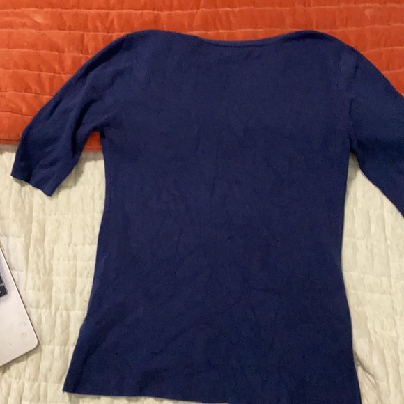 Express thin short sleeve knit, navy, size large - Picture 3 of 5